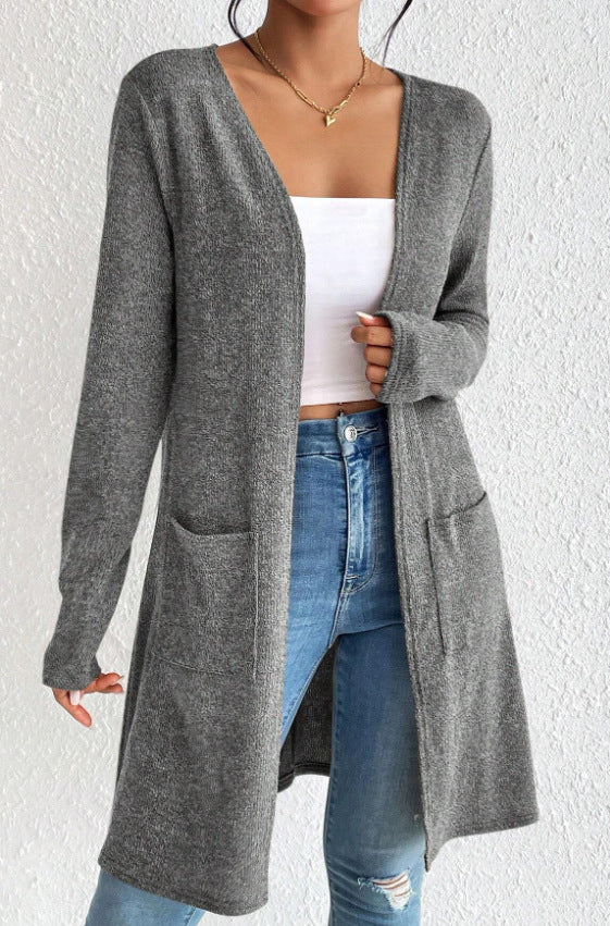 Damen lässige Strickjacke mit seitlichen Taschen und weitem Schnitt Stalluxe