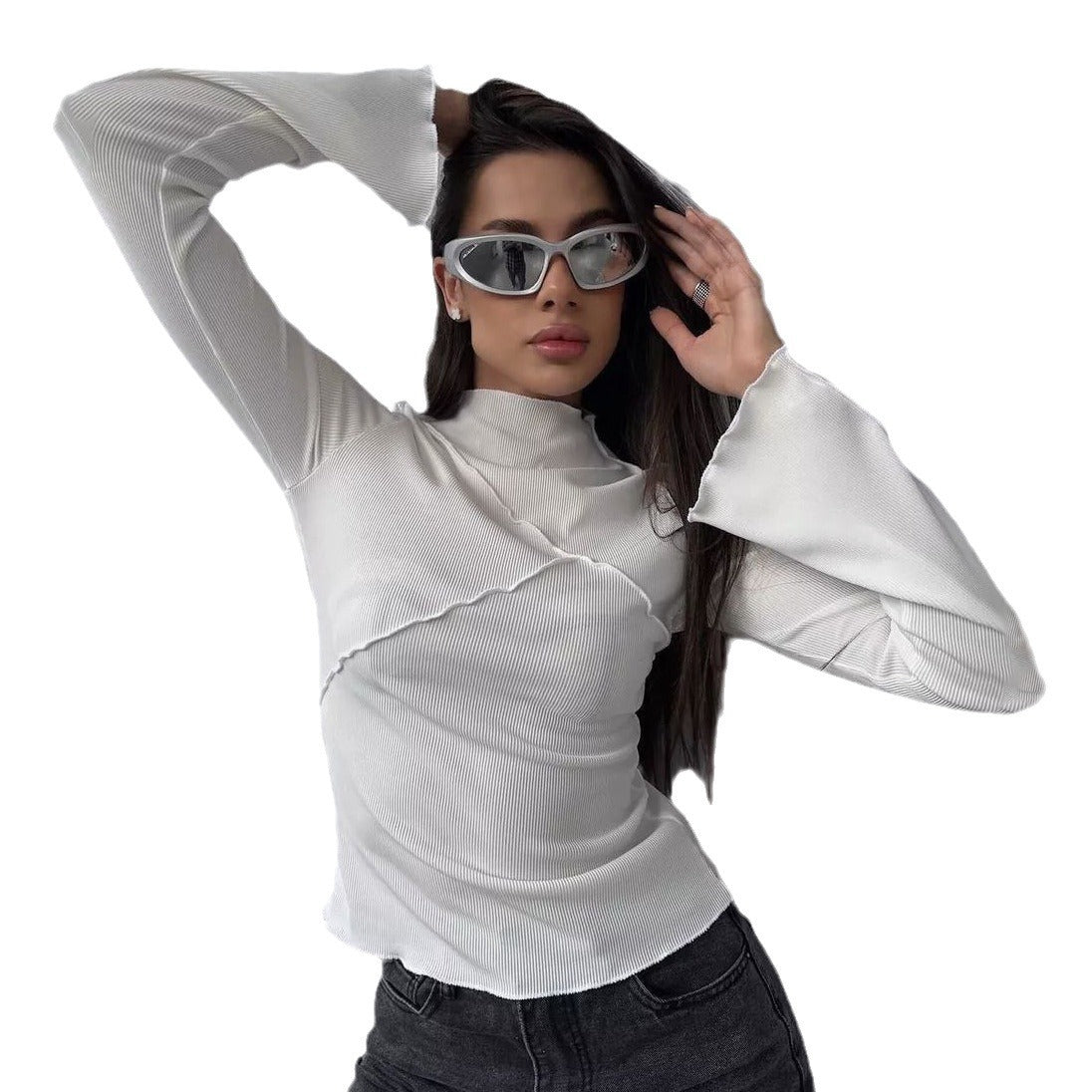 Damen eleganter, lässiger Langarmshirt Stalluxe