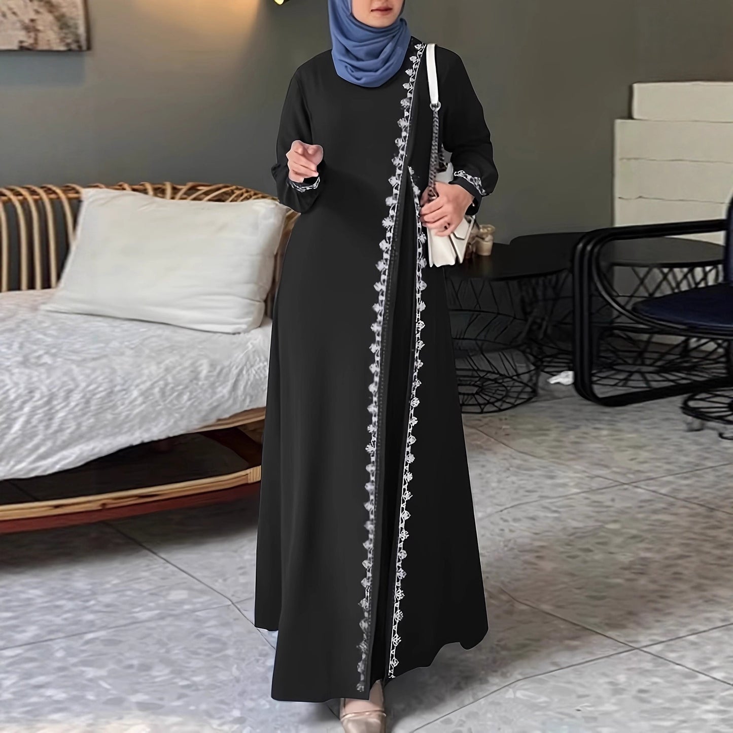 Damen elegantes Maxikleid mit aufwendiger Stickerei Stalluxe