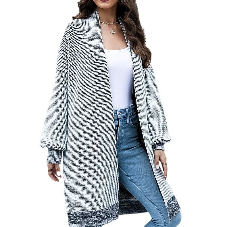 Damen Langer Strickcardigan mit modischem Design und breiten Ärmeln Stalluxe