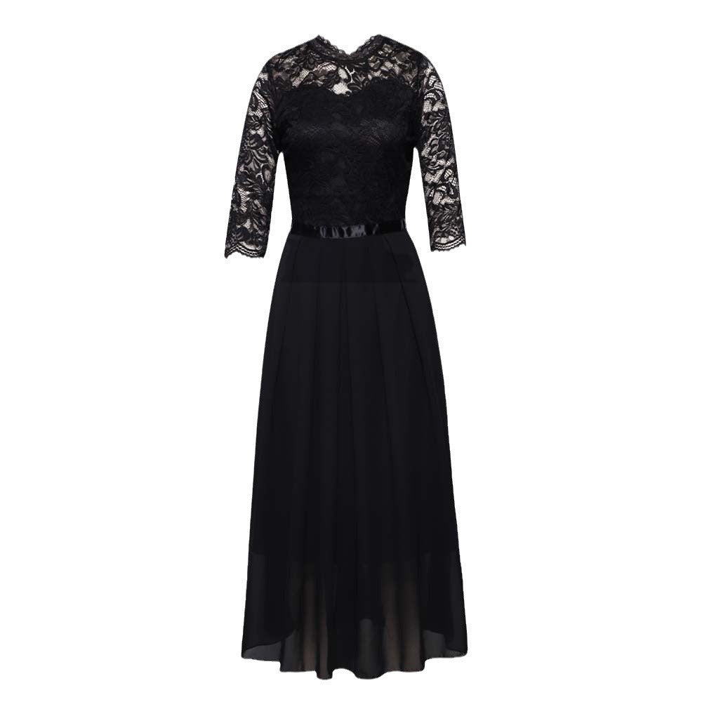 Damen elegantes Abendkleid mit Spitzenoberteil und fließendem Rock Stalluxe
