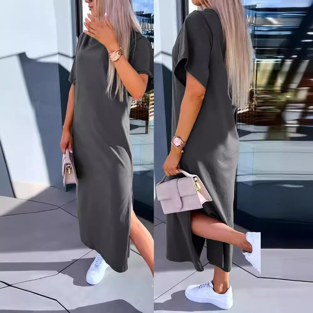 Damen Lässiges Maxi-T-Shirt Kleid mit seitlichem Schlitz und großzügigem Schnitt Stalluxe
