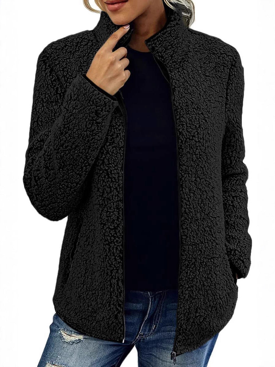 Damen Kuschelige Fleecejacke mit Stehkragen und Seitentaschen Stalluxe