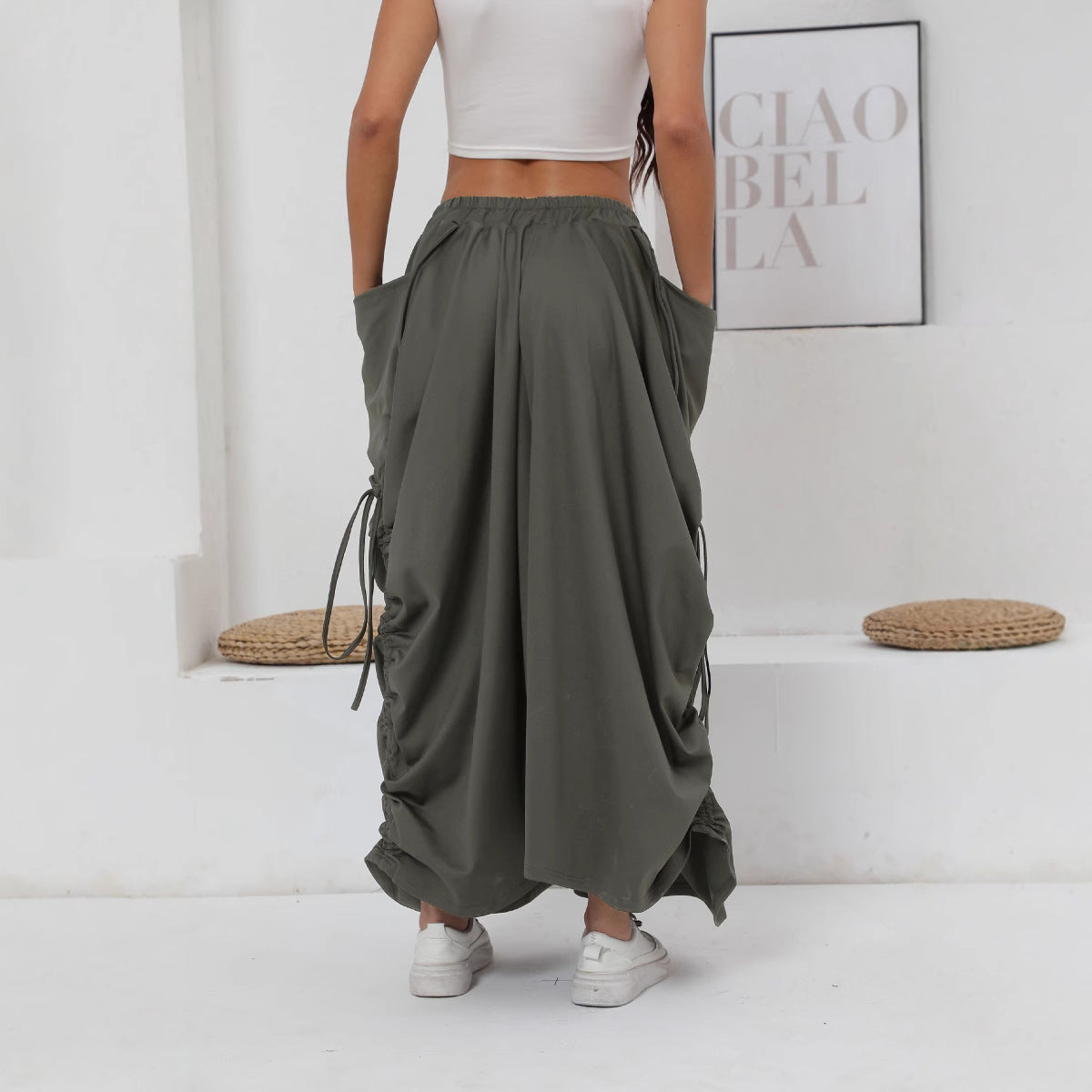 Damen Maxirock mit Raffungen und praktischen Taschen Stalluxe