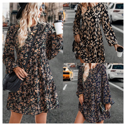 Damen Freizeitkleid mit voluminösen Ärmeln und verspielt-floralen Akzenten Stalluxe