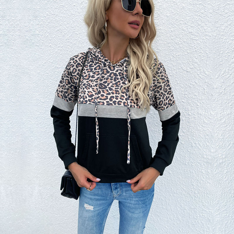 Damen Kapuzenpullover mit modischem Leo-Muster Stalluxe