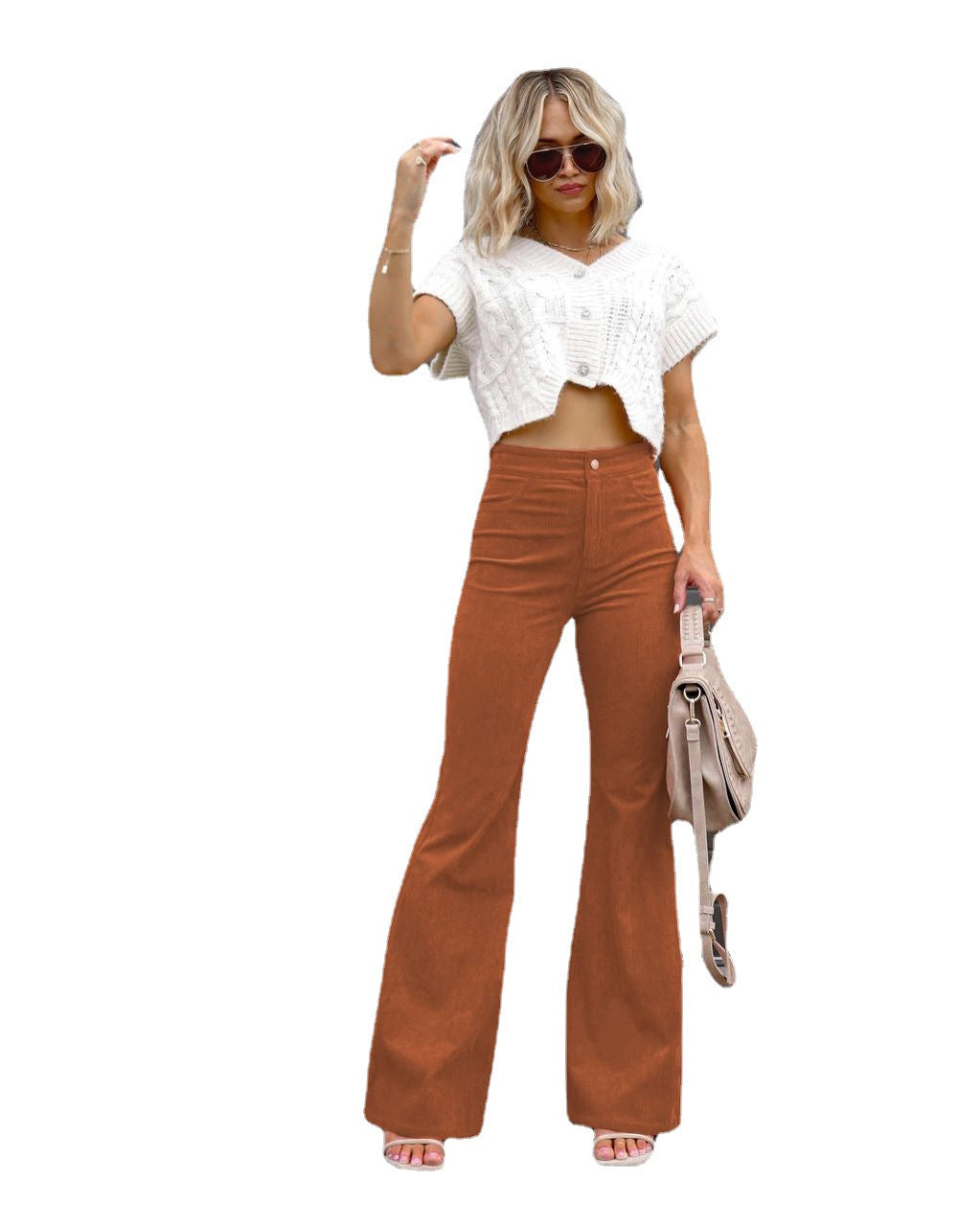 Damen Modische Hochbund-Flared-Jeans Stalluxe
