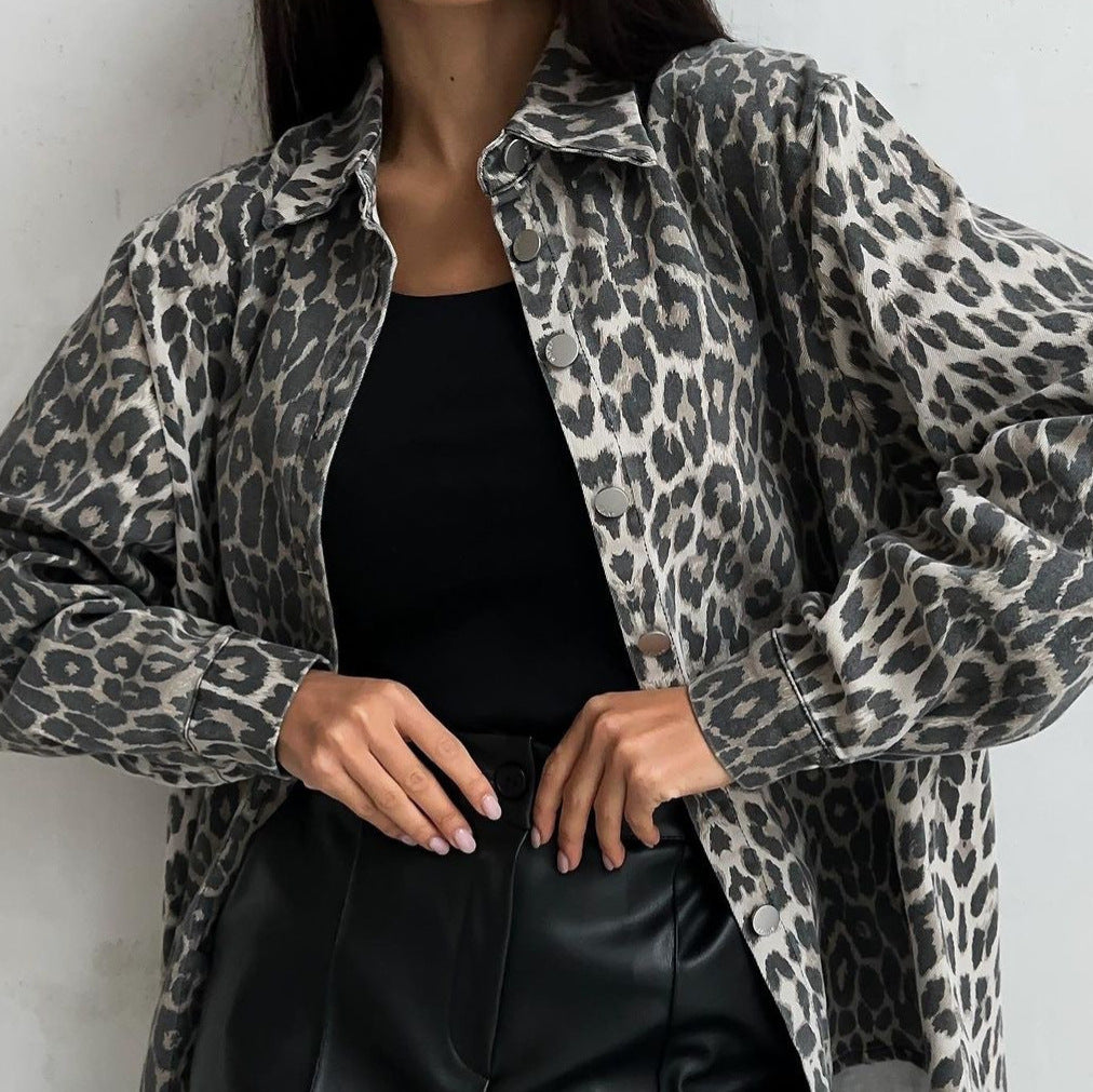 Damen modische Leo-Print Hemdjacke Stalluxe