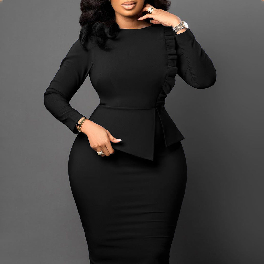 Damen Elegantes Businesskleid mit Rüschendetails und taillierter Silhouette Stalluxe