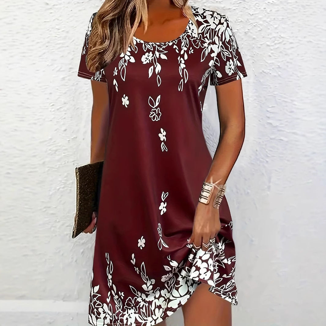 Damen Blumenkleid mit modernen grafischen Akzenten Stalluxe