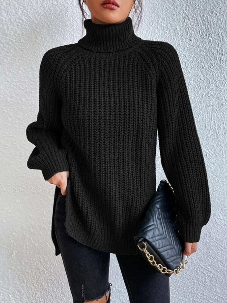 Damen Grobstrickpullover mit hohem Kragen und strukturiertem Muster Stalluxe