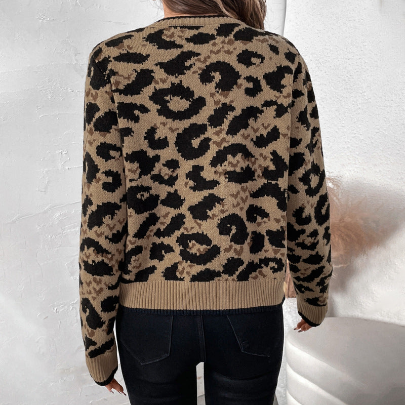 Damen Leo-Muster Strickjacke mit Bändern Stalluxe