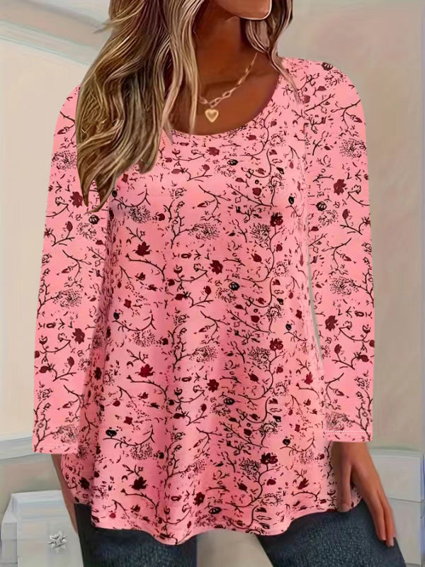 Damen Langarmshirt mit floralem Muster und A-Linien Schnitt Stalluxe