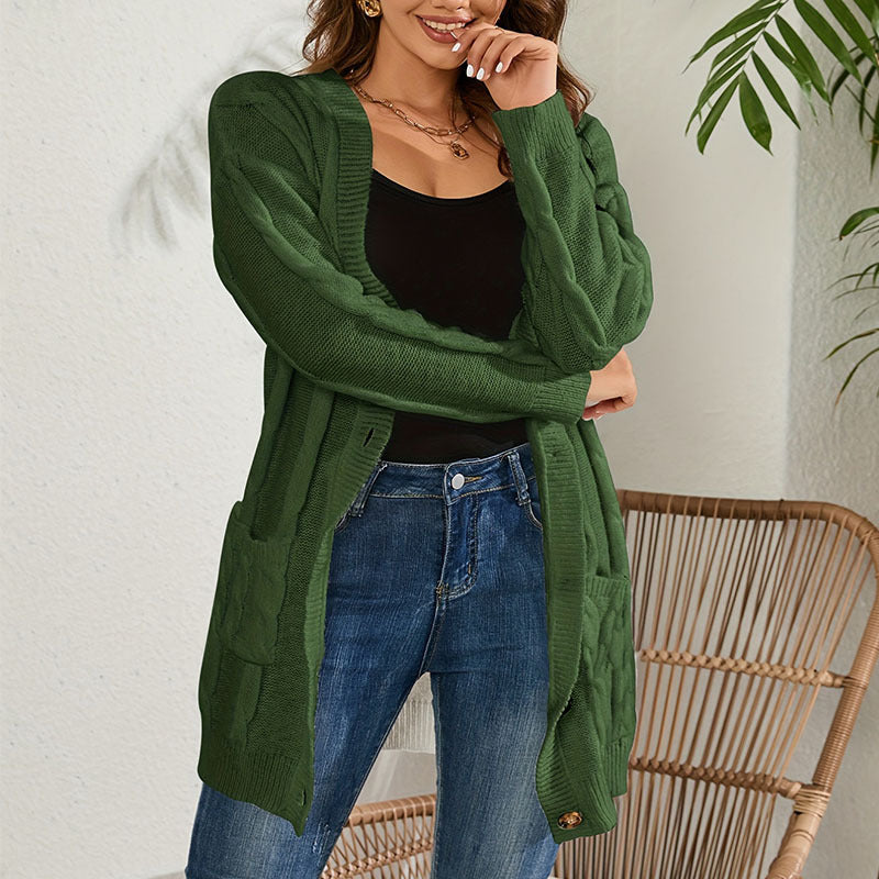 Damen Grobstrick Cardigan mit Taschen und Knopfverschluss Stalluxe