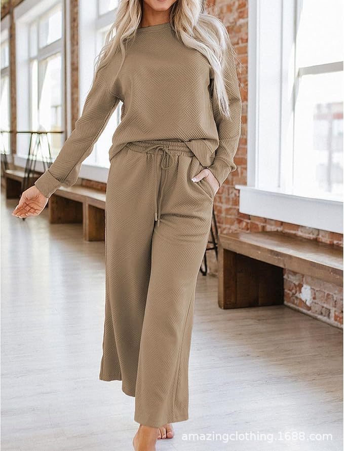 Damen Freizeitanzug mit elastischem Bund und geometrischem Muster Stalluxe