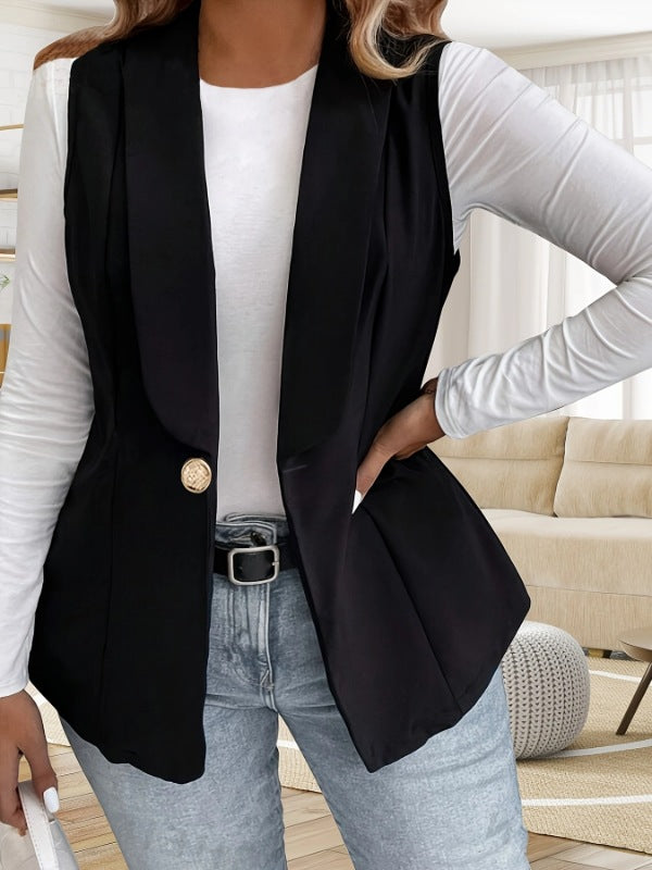 Damen Elegante ärmellose Blazerjacke mit dekorativem Knopf Stalluxe