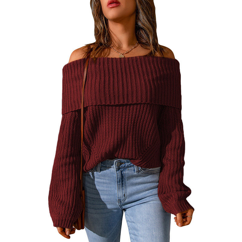 Damen Off-Shoulder Strickpullover Stalluxe