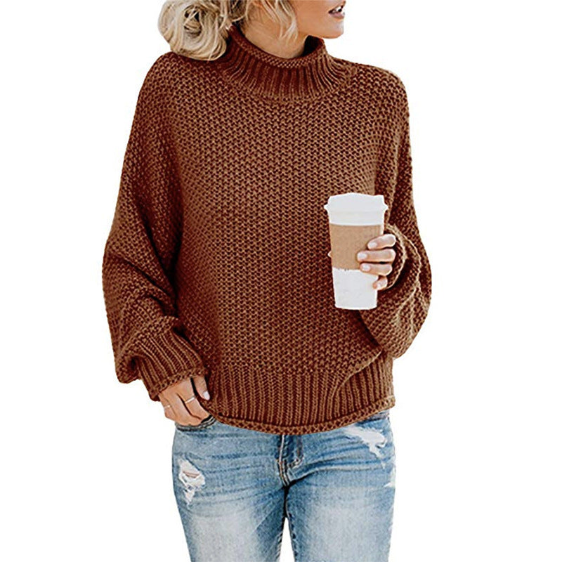 Damen Grobstrickpullover mit hohem Kragen Stalluxe