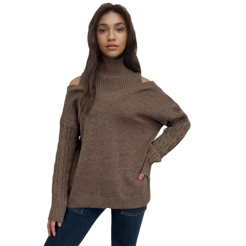 Damen Pullover mit schulterfreien Ärmeln und Zopfmuster Stalluxe