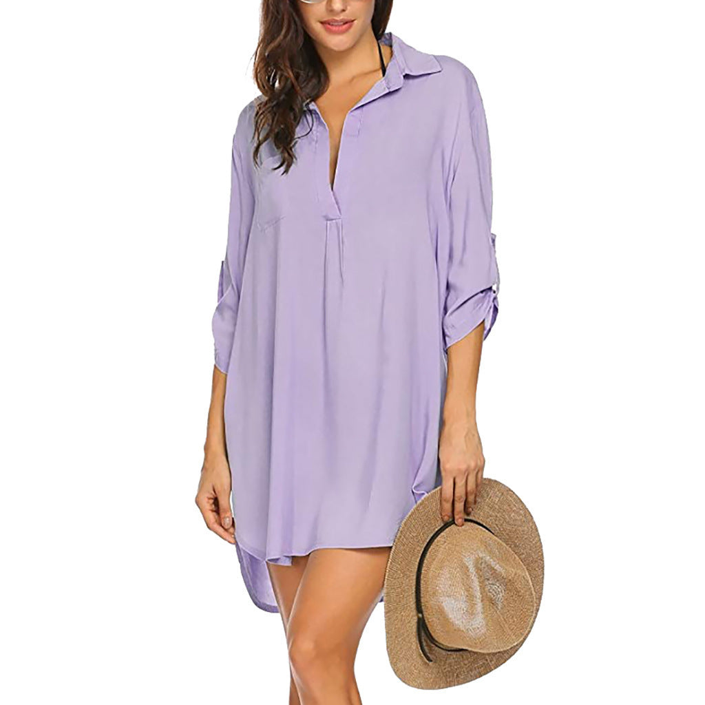 Damen Stylischer Button-Up Strandüberwurf Stalluxe