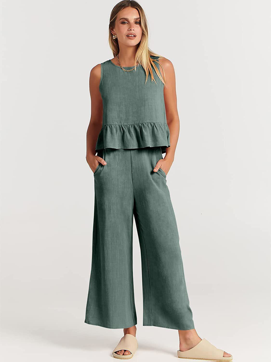 Damen Set mit lässigem Rüschendesign und weiten Hosen Stalluxe