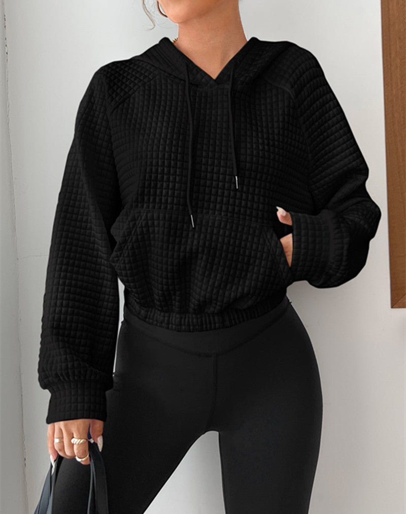 Women's Textured Crop Hoodie Stalluxe