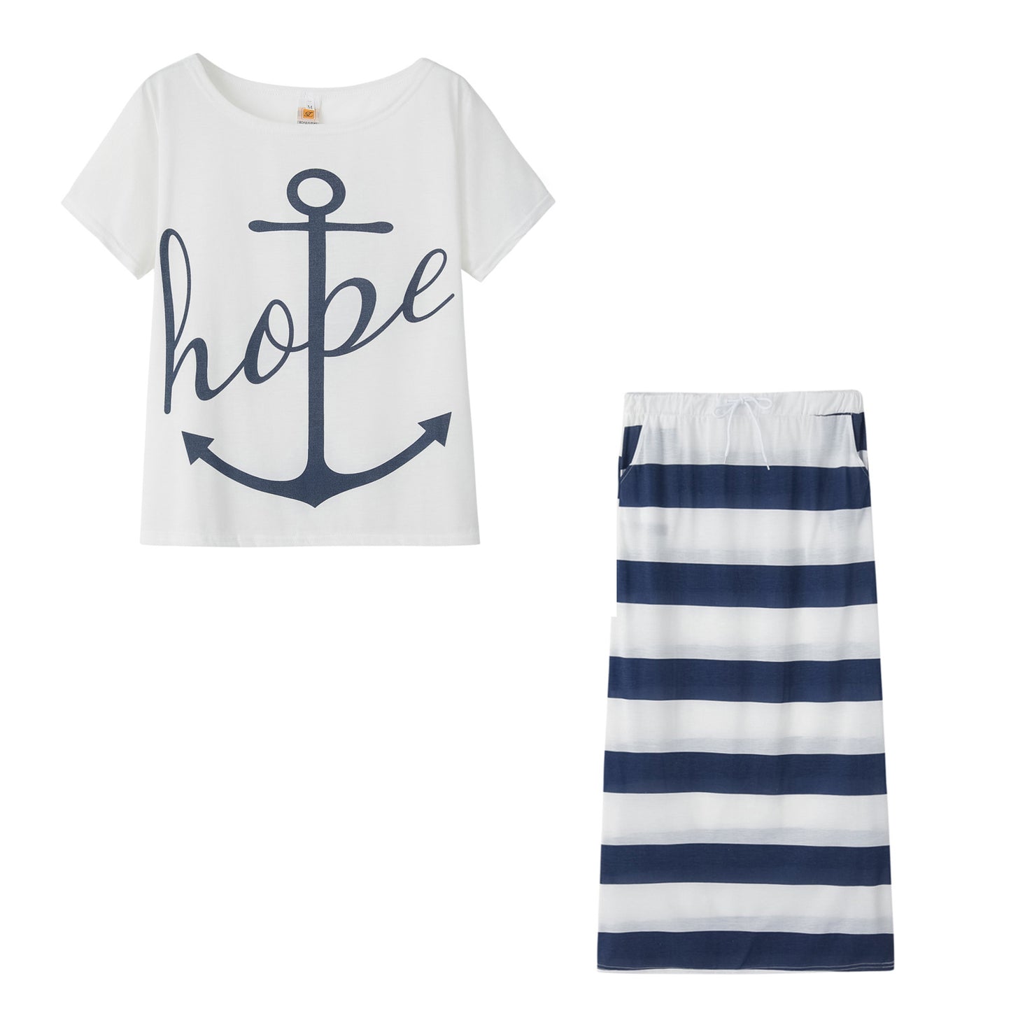 Damen gestreiftes Maxikleid mit maritimem Design und praktischen Taschen Stalluxe