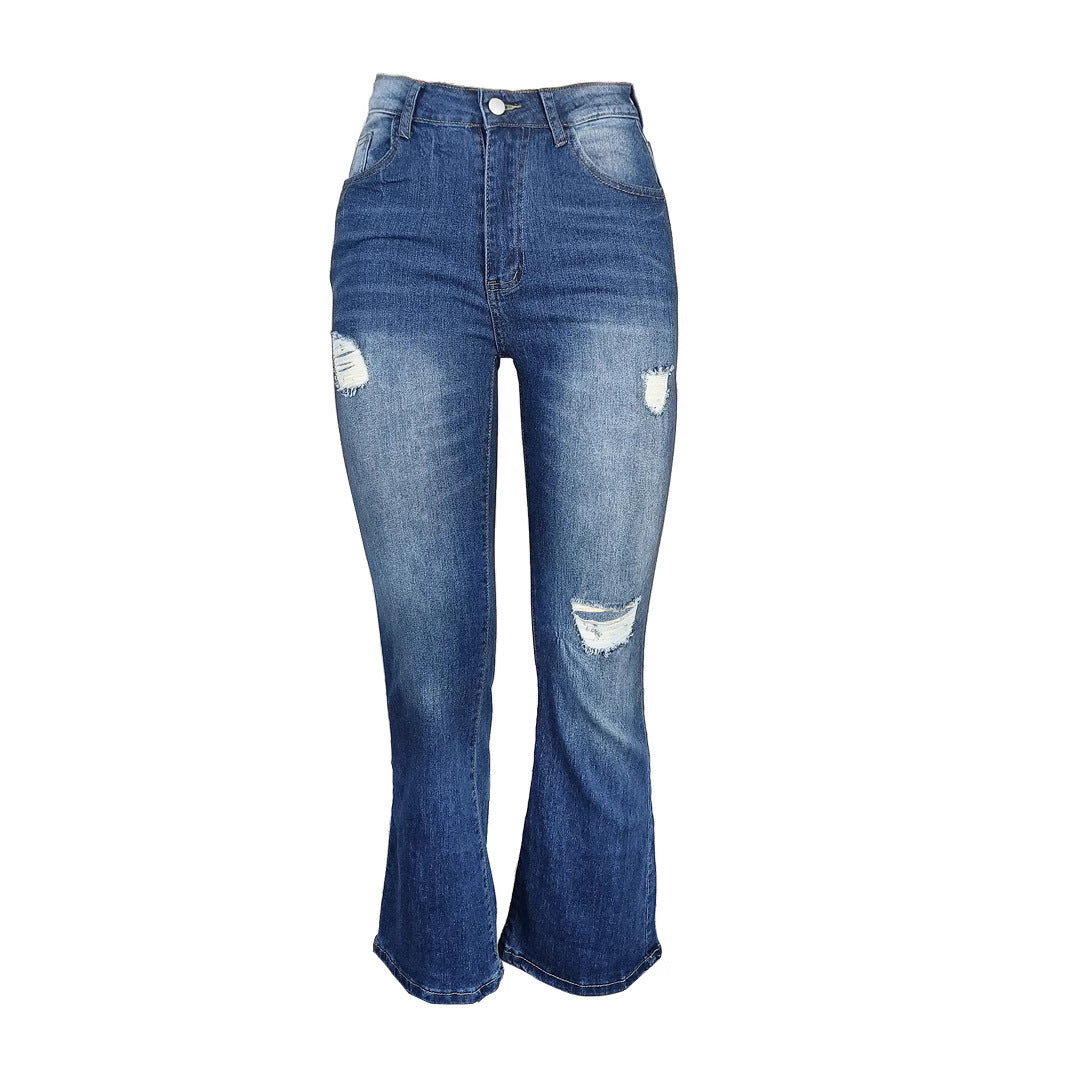 Damen Weit geschnittene Jeans mit Destroyed-Effekten Stalluxe