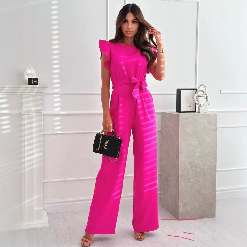 Damen Jumpsuit mit Taillengurt und eleganten Rüschendetails Stalluxe