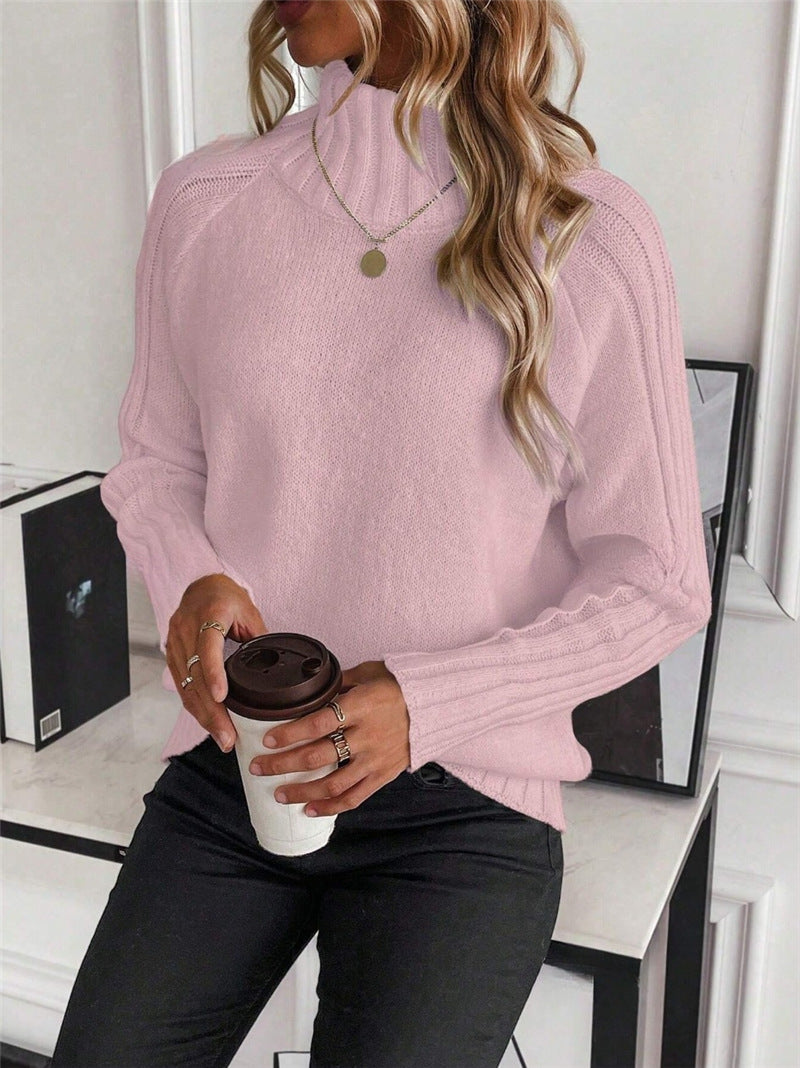 Damen Pullover mit modernem Stehkragen und strukturiertem Rippdesign Stalluxe
