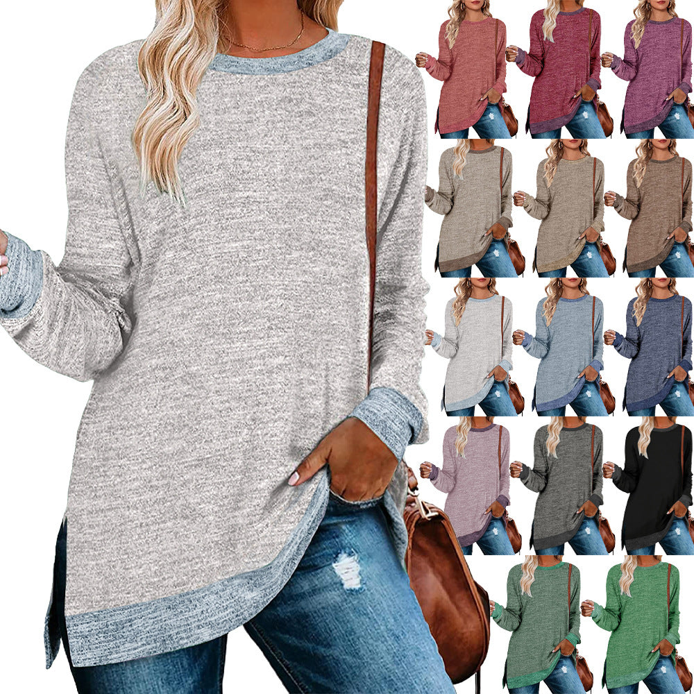 Damen lässiges Oversized Langarmshirt mit abgesetztem Saum Stalluxe