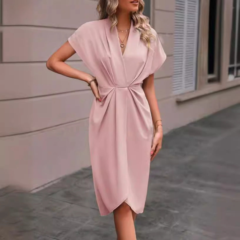 Damen elegantes Wickelkleid mit besonderem Drapierungsdesign Stalluxe