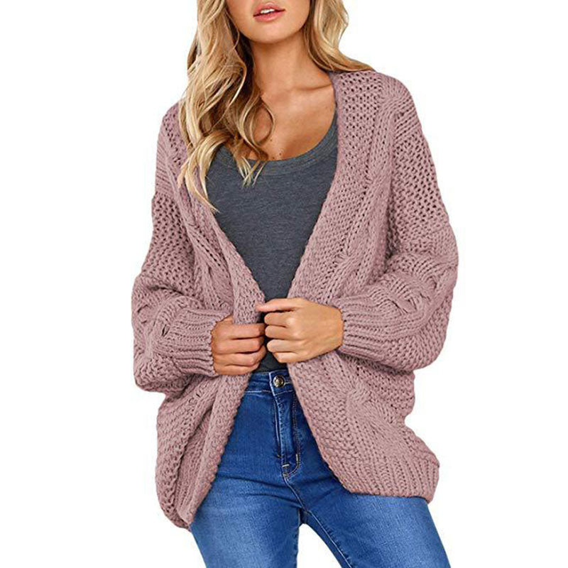 Damen Grobe Strickjacke mit lässigem Schnitt und detailliertem Zopfmuster Stalluxe