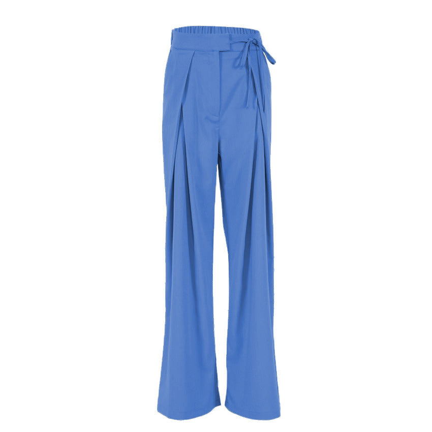 Damen Weite, hoch taillierte Stoffhose mit Bundfalten und Gürteldetail Stalluxe