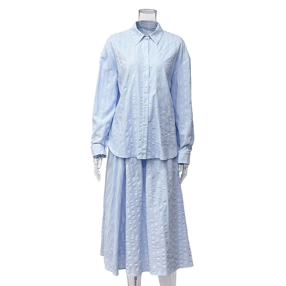 Damen elegantes Kleidungsset mit strukturierter Bluse und A-Linie Rock Stalluxe