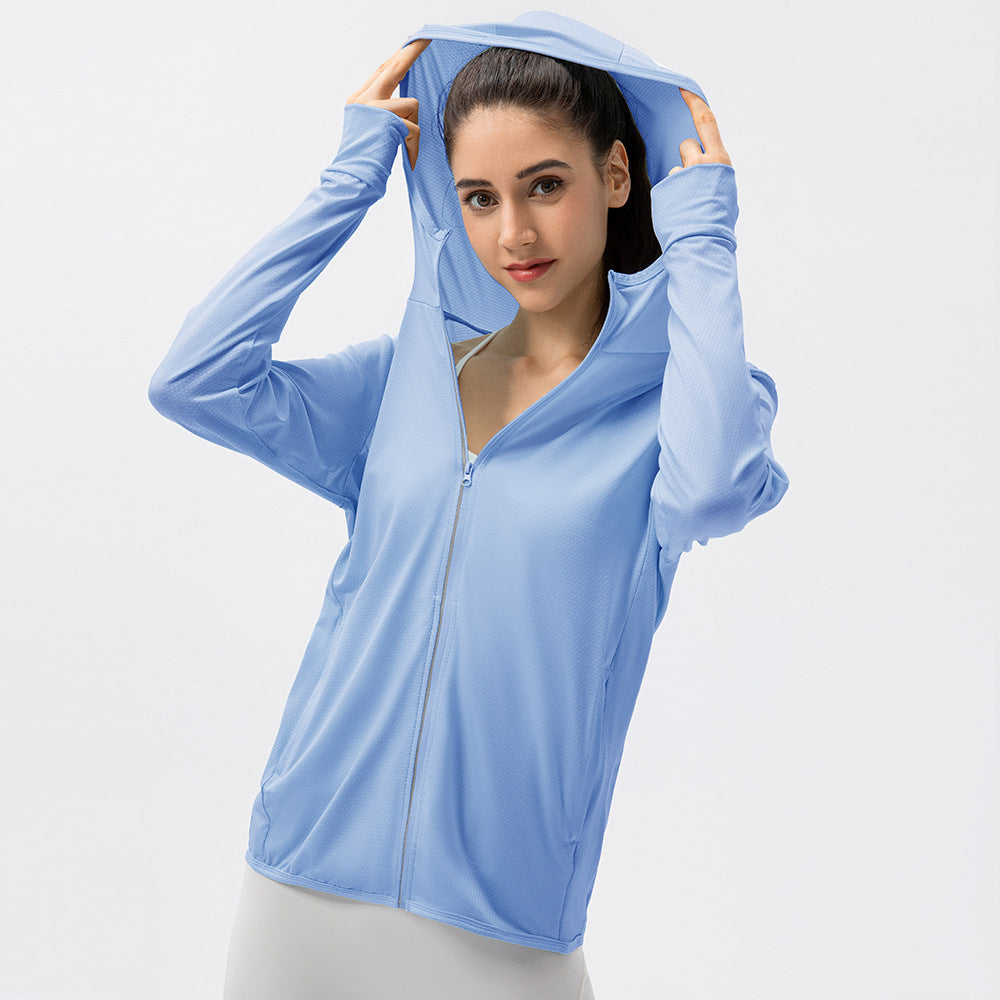 Damen Atmungsaktive Sportjacke mit Kapuze und Reißverschluss Stalluxe