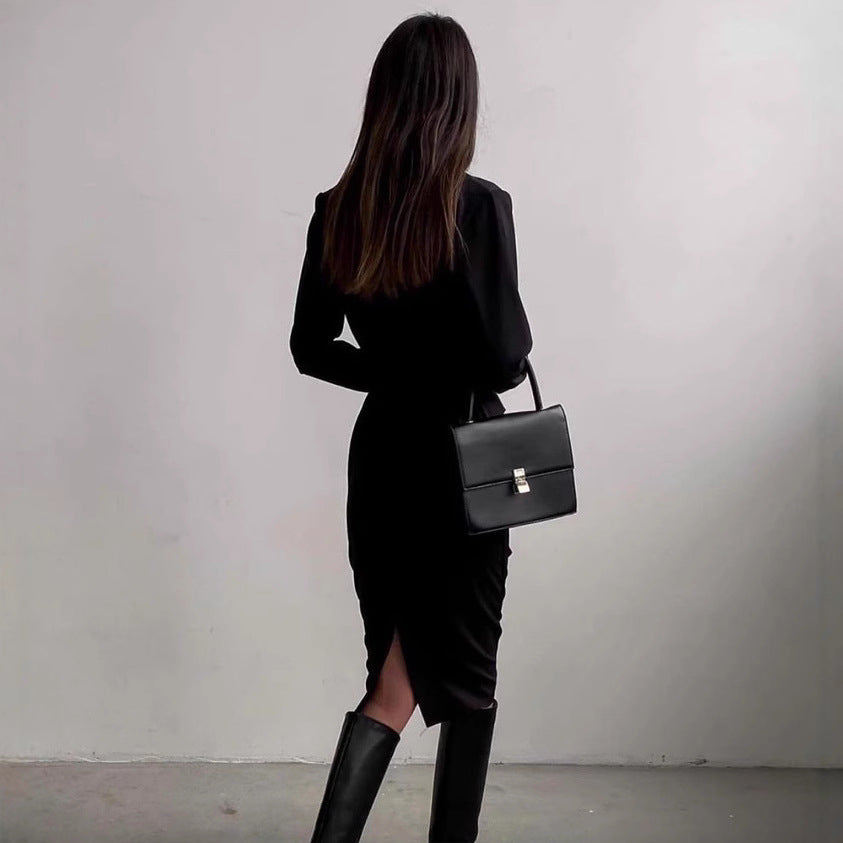 Damen Elegantes Wickelkleid mit langen Ärmeln und figurbetontem Schnitt Stalluxe