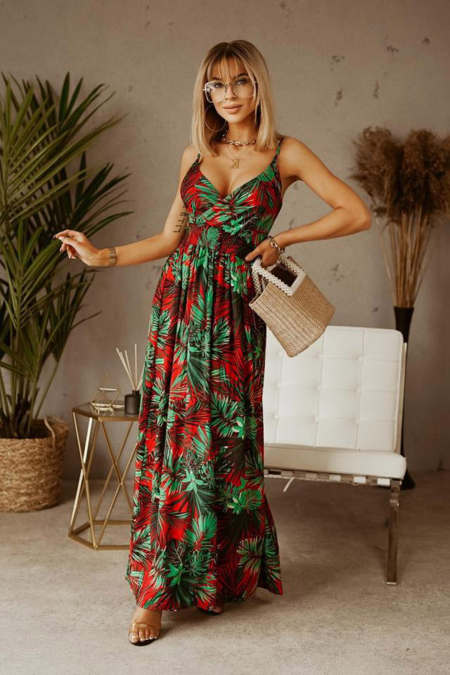 Damen Maxikleid mit floralen Mustern und raffiniertem Schnitt Stalluxe