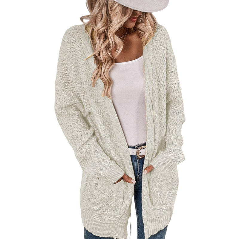 Damen Großer Strickcardigan mit aufwendigem Maschenmuster und praktischen Taschen Stalluxe