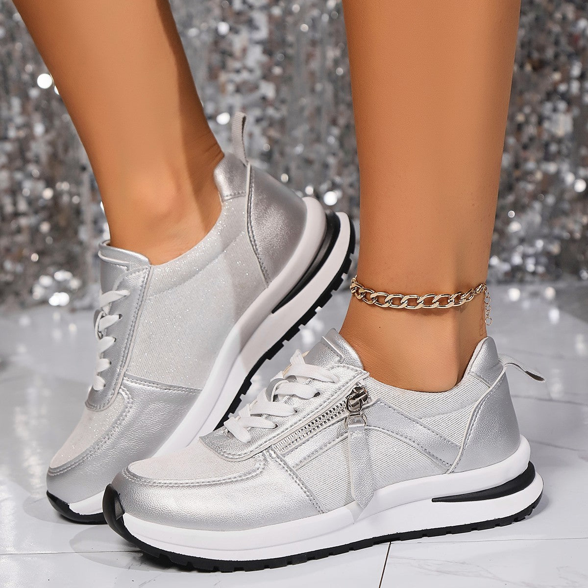 Damen modische Sneakers mit praktischem Reißverschluss und komfortabler Sohle Stalluxe
