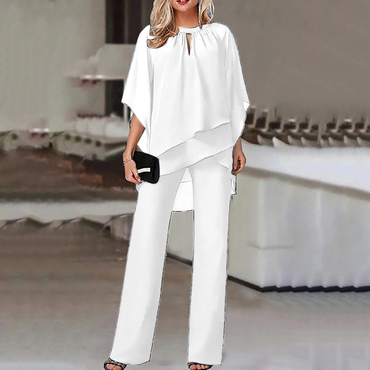 Damen Set aus luftiger Tunika und eleganten Palazzo-Hosen Stalluxe