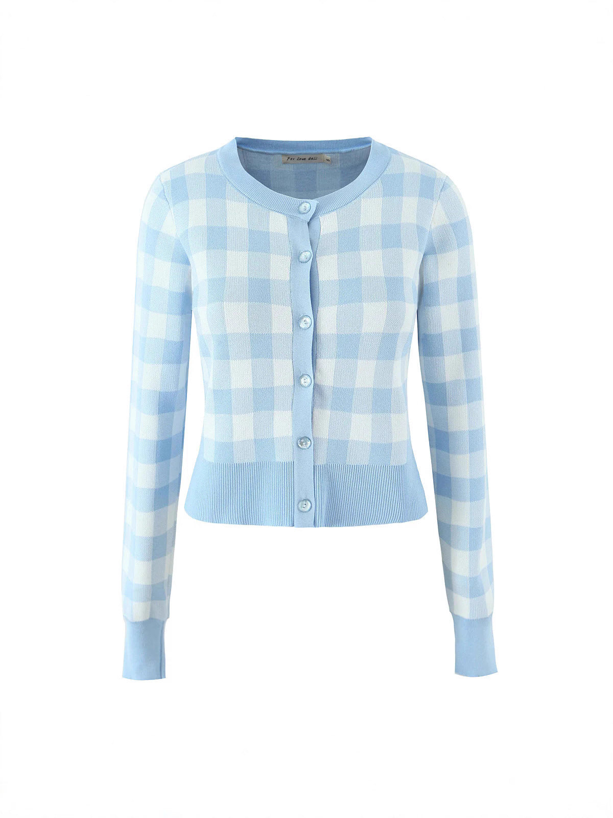 Damen modischer karierten Strickjacke mit Rundhalsausschnitt und Knopfverschluss Stalluxe