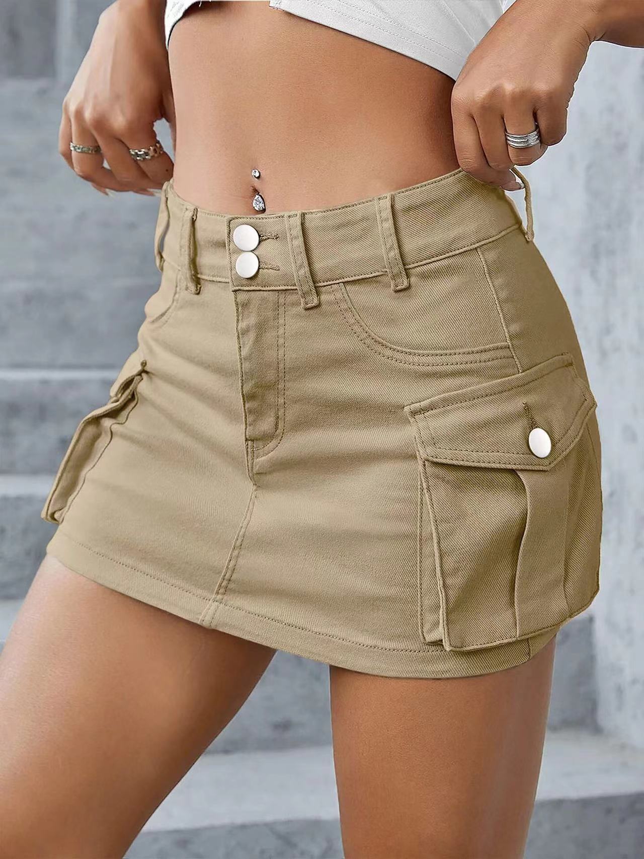 Damen modischer Denim Cargo-Rock mit praktischen Taschen Stalluxe