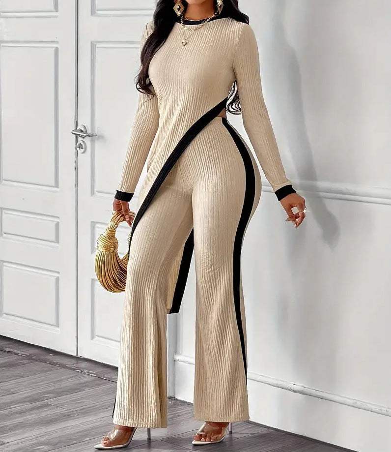 Damen lässiger Jumpsuit mit strukturiertem Stoff und kontrastierenden Details Stalluxe