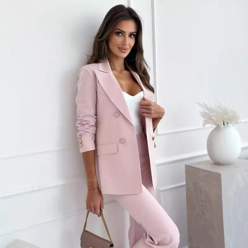 Damen modischer Blazer mit goldenen Knöpfen und tailliertem Schnitt Stalluxe