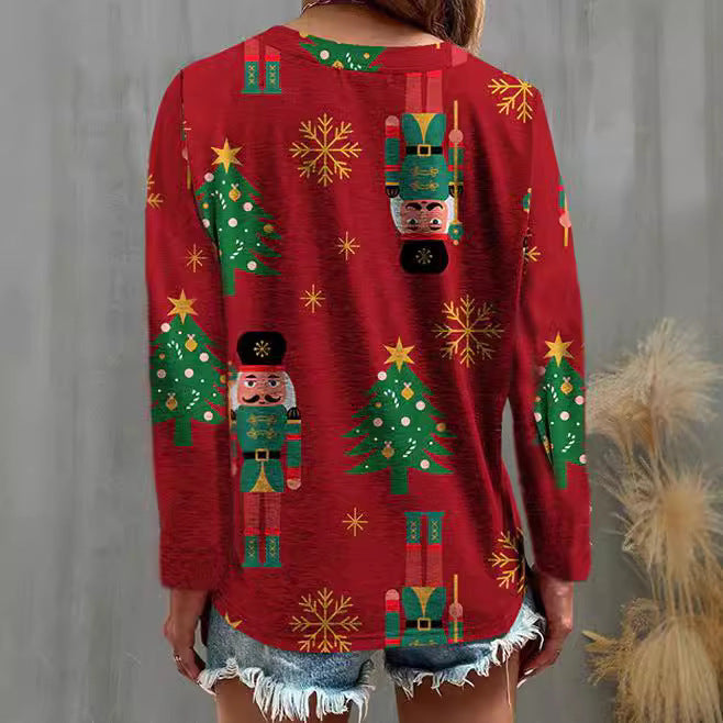 Women's Festive Themed Long Sleeve Top Stalluxe
