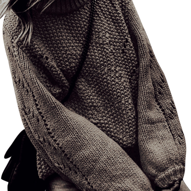 Damen Grobstrickpullover mit weitem Schnitt und modischem Rollkragen Stalluxe