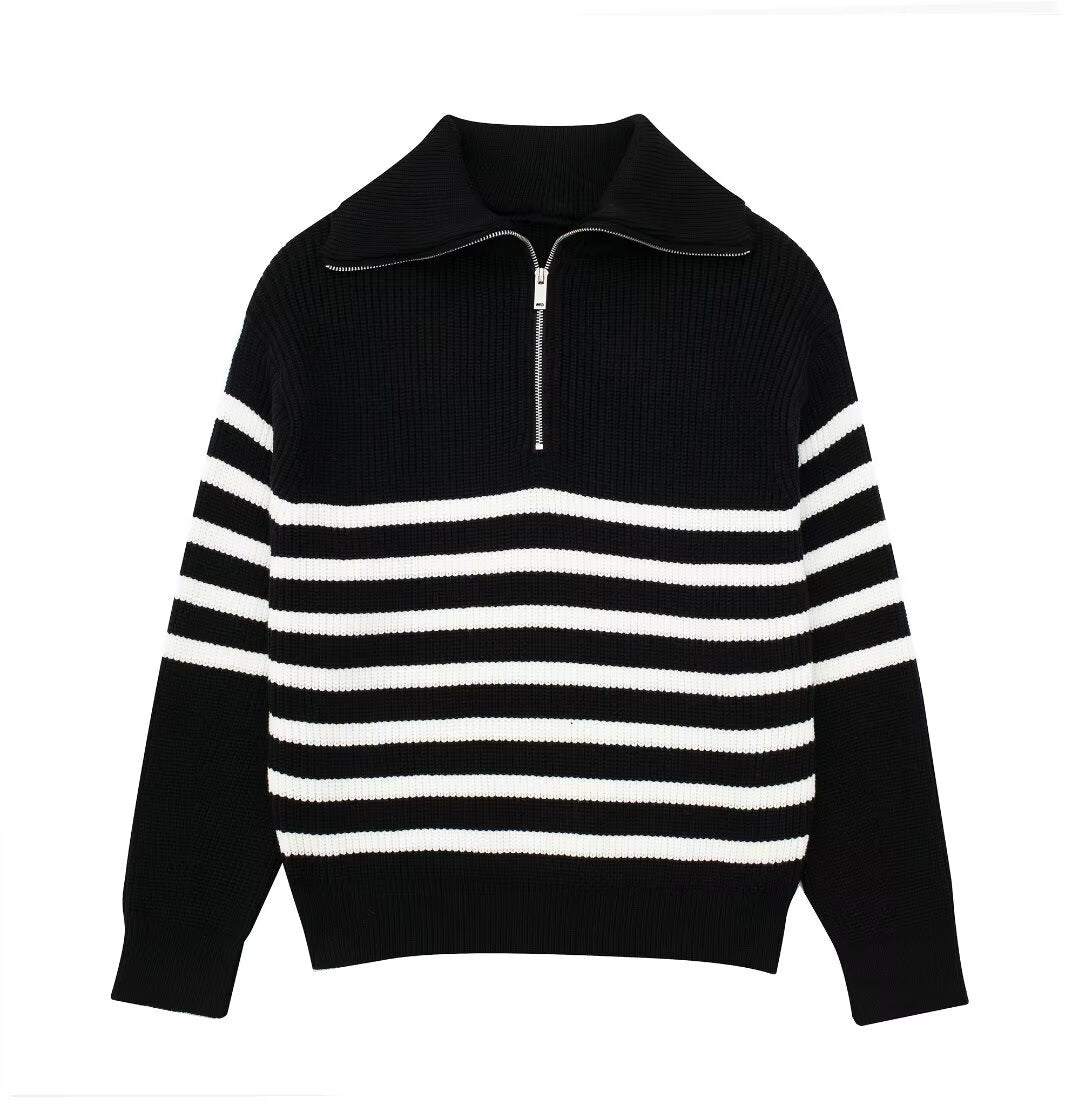 Damen Strickpullover mit hohem Kragen und Reißverschluss Stalluxe