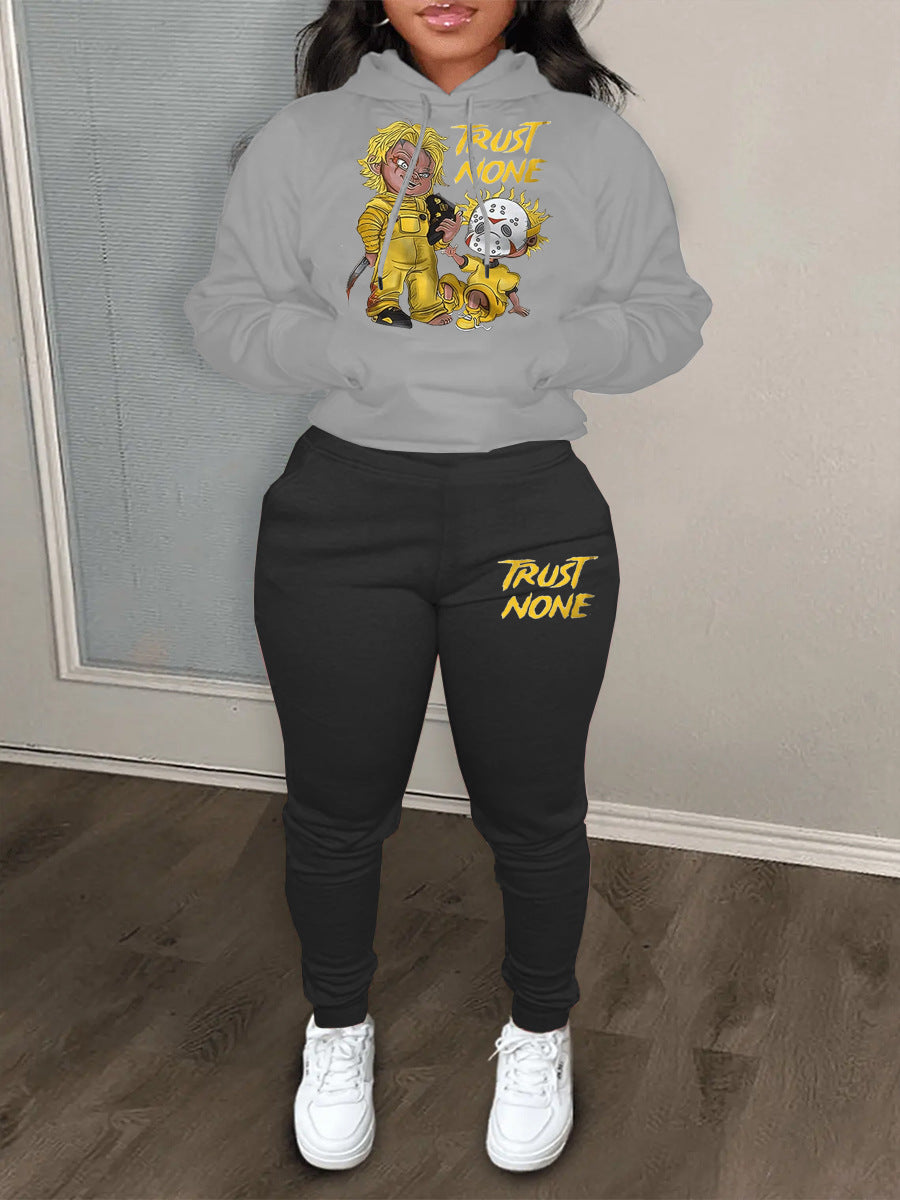Damen Sportliches Hoodie- und Jogginghose-Set mit kreativen Grafikdesigns Stalluxe