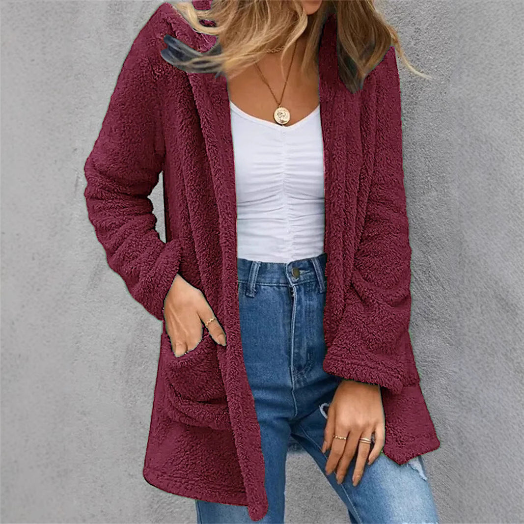 Women's Plush Fleece Open-Front Coat Stalluxe